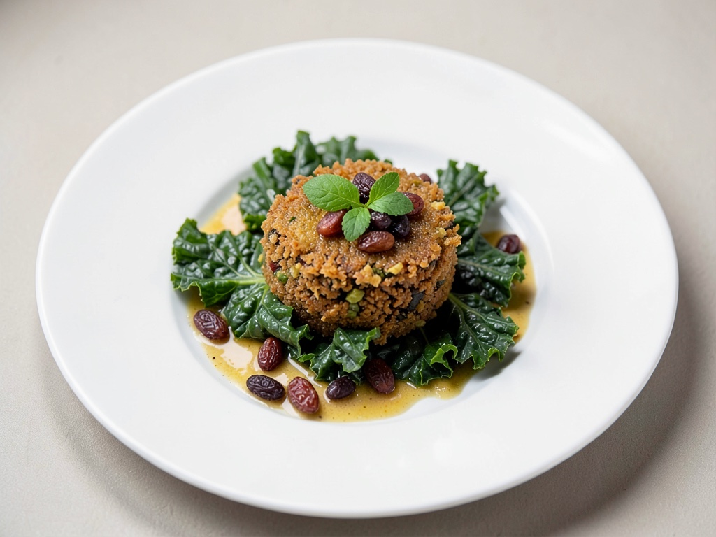 Crumpled kale with sweet raisins