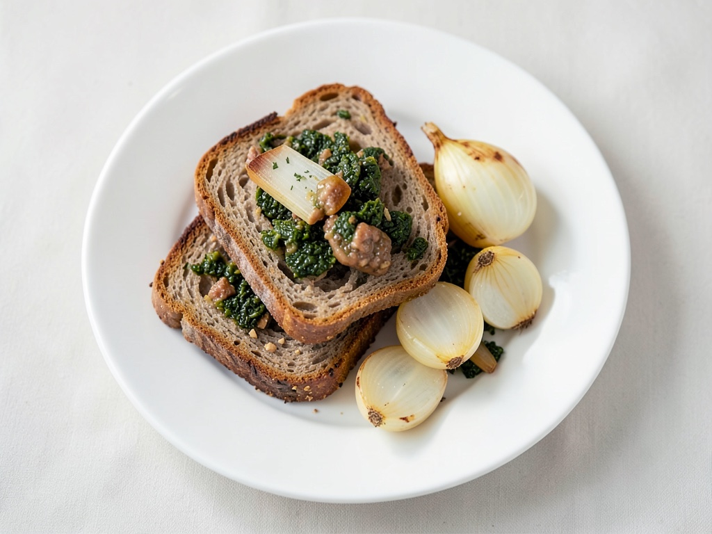 Galette de chou frisé avec oignons caramélisés