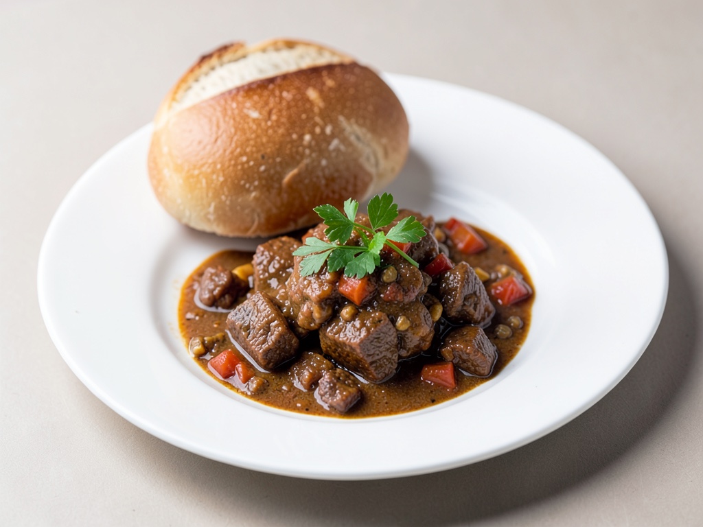 Rindergulasch im Brötchen