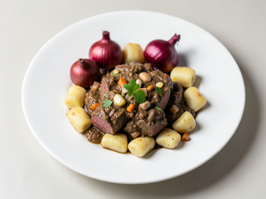 Gulasco boemo con cipolle e gnocchi