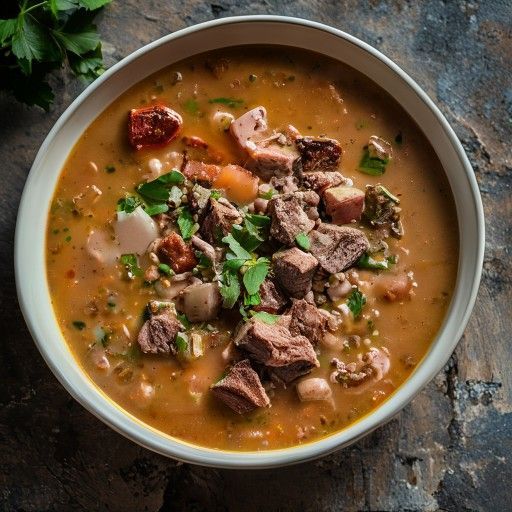 Sopa cremosa de guiso de ternera