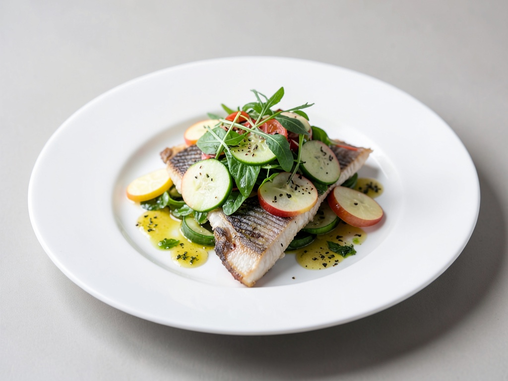 Ensalada fresca de pescado y pepino con manzana