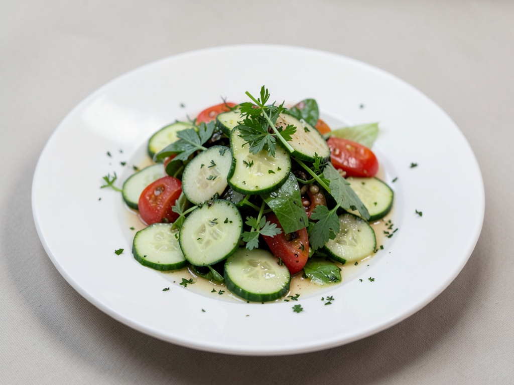 Insalata fresca di cetrioli ed erbe