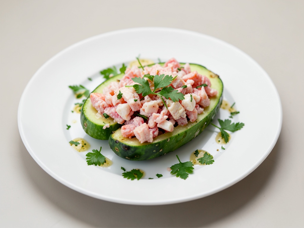 Concombres farcis à la salade de crabes