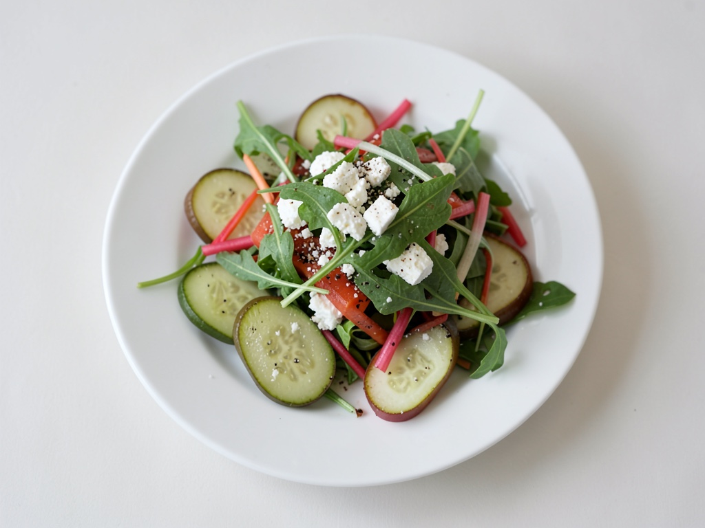 Insalata fresca di cetrioli e ravanelli con feta