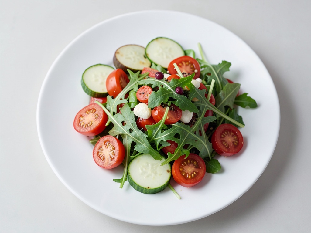 Insalata croccante con cetriolo, pomodoro e rafano