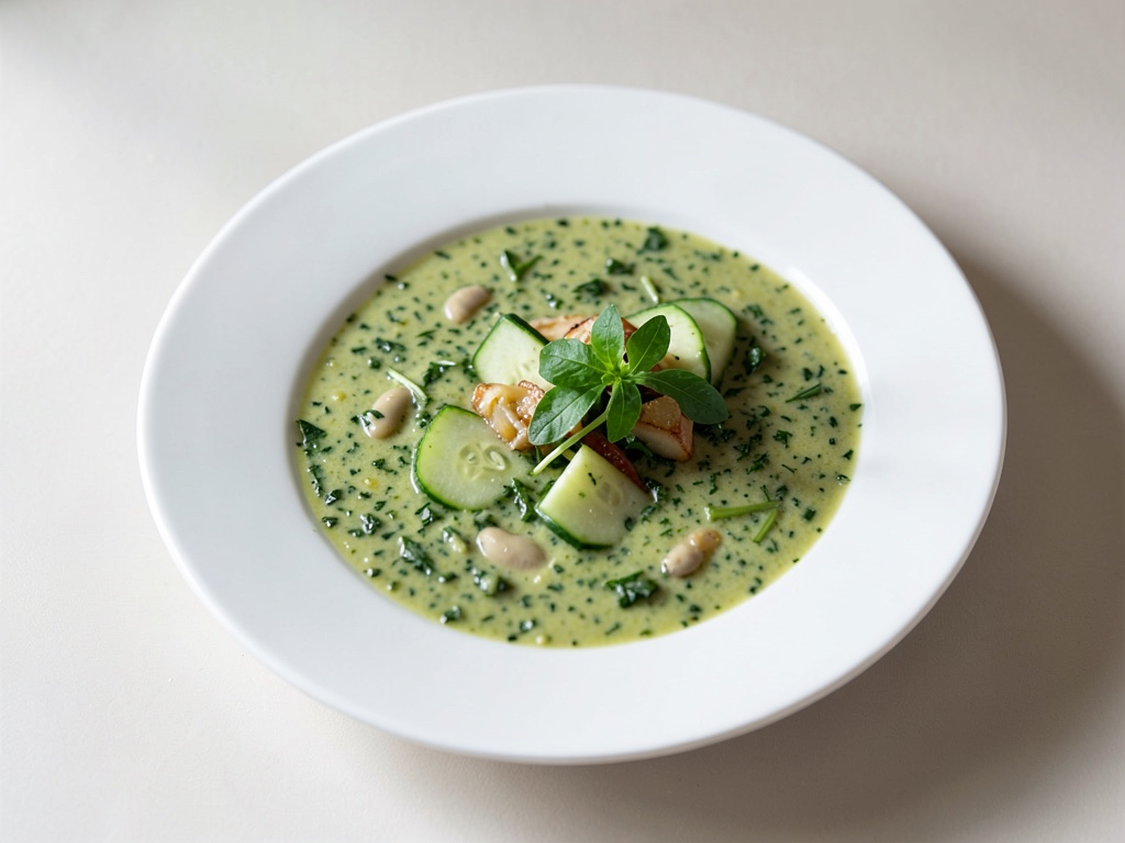 Zuppa fredda rinfrescante di cetrioli e rucola