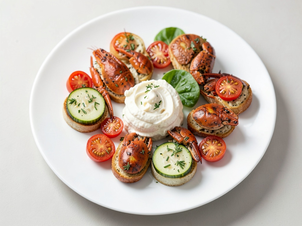 Bocconcini rinfrescanti di cetriolo, pomodoro e granchio