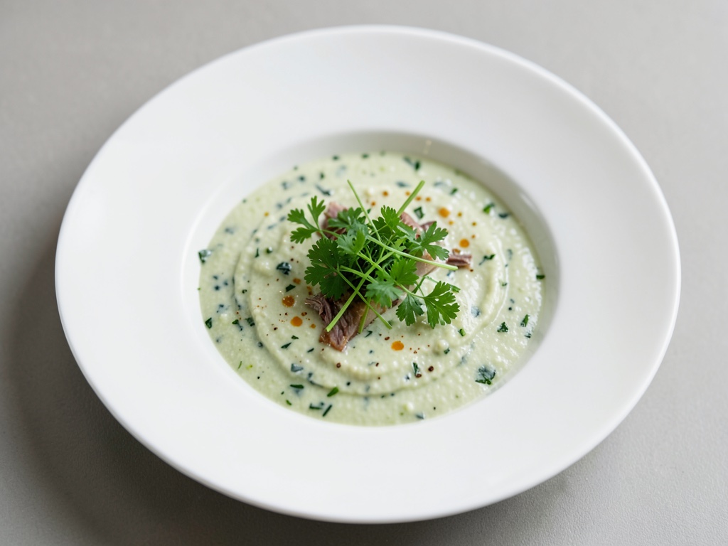 Kühle Gurkencremesuppe mit frischer Kresse