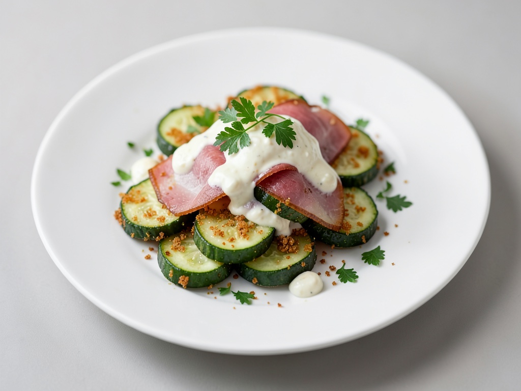 Pepinos crujientes con jamón y queso crema