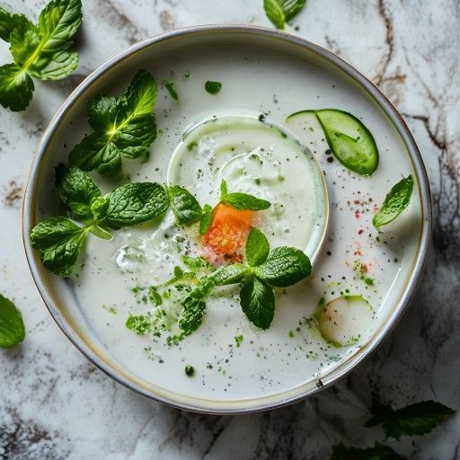 Zuppa fredda e rinfrescante di cetrioli e yogurt con menta