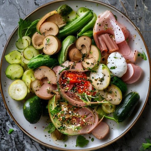 Cetrioli ripieni con funghi, prosciutto e formaggio