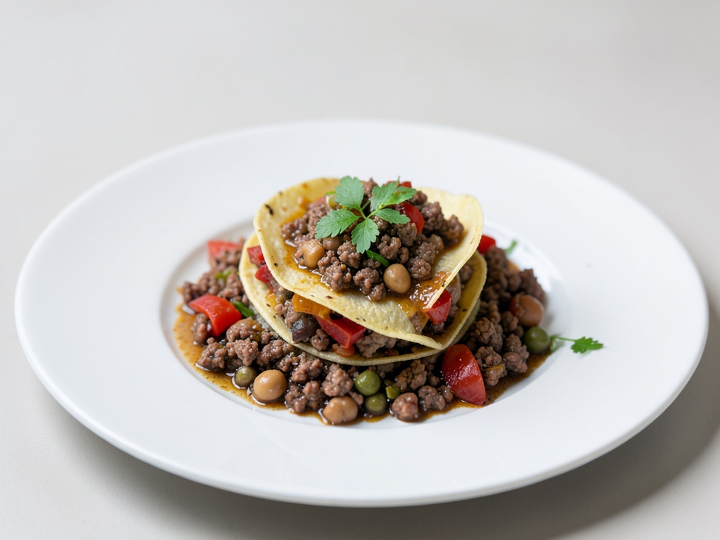 Tacos de carne picada y judías