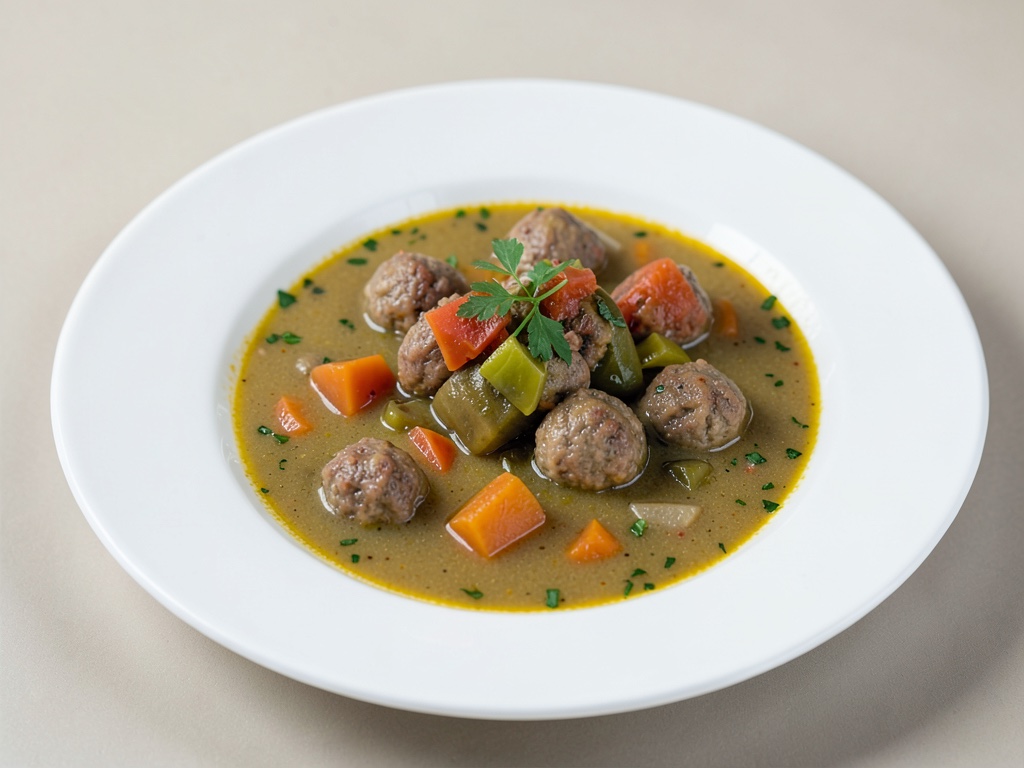 Sopa de verduras bretona con albóndigas
