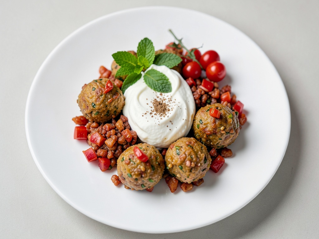 Polpette speziate con couscous e peperoni