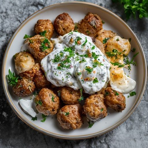 Polpette con crema di panna acida