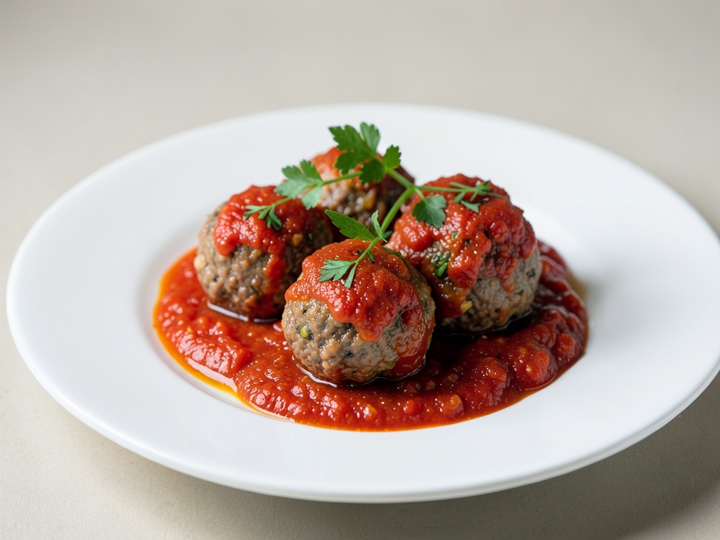Boulettes de viande farcies aux tomates sur sauce tomate