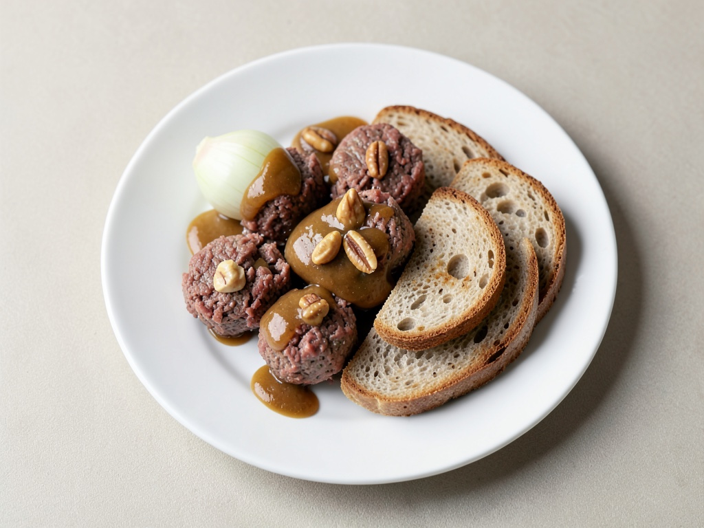 Knusprige Fleischbällchen mit cremiger Walnuss-Soße