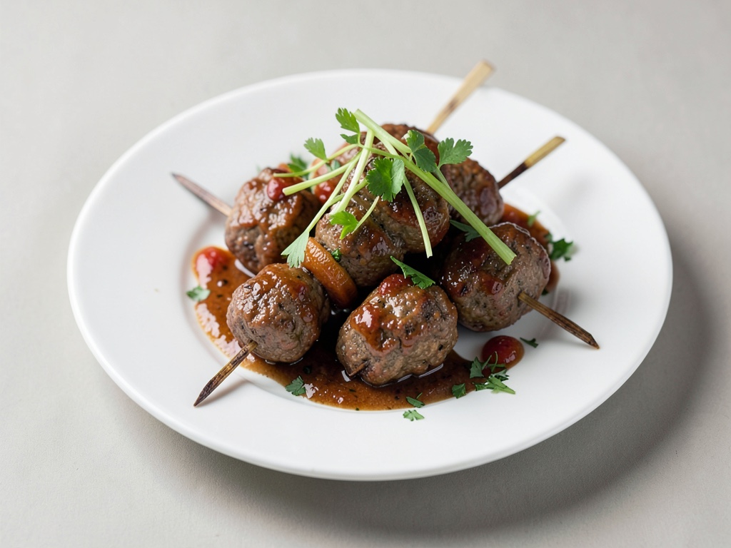 Spiedini alla griglia con polpette e citronella