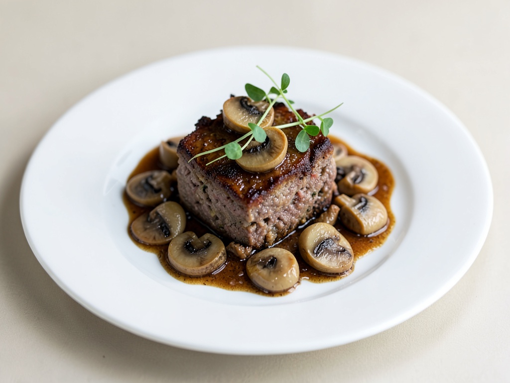 Polpettone di carne croccante ai funghi champignon