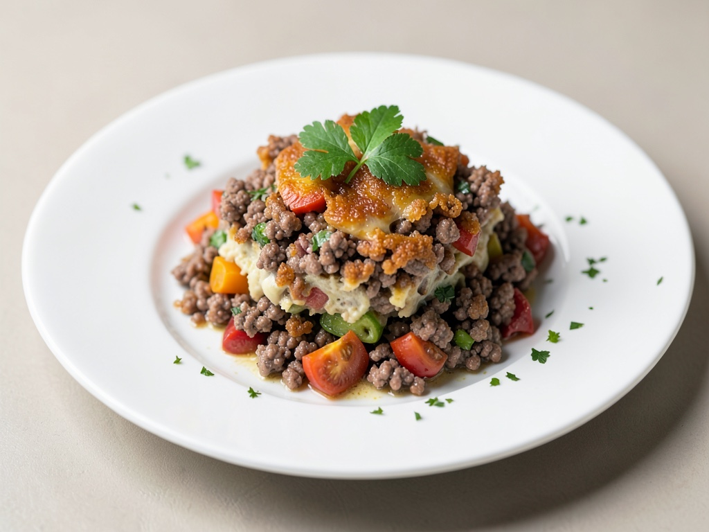 Gratin croccante di carne macinata e verdure