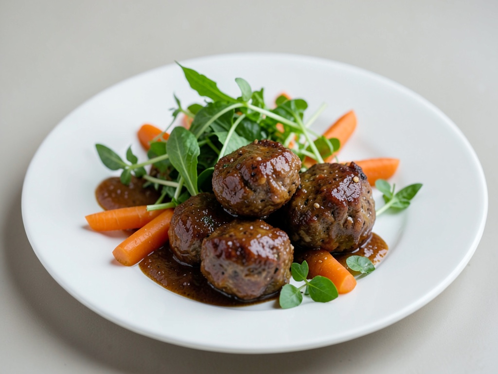 Polpette succose con carote e insalata di crescione