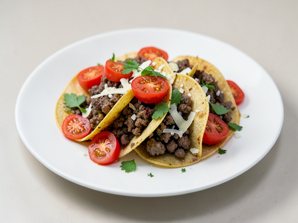 Tacos de carne picada con tomate y queso