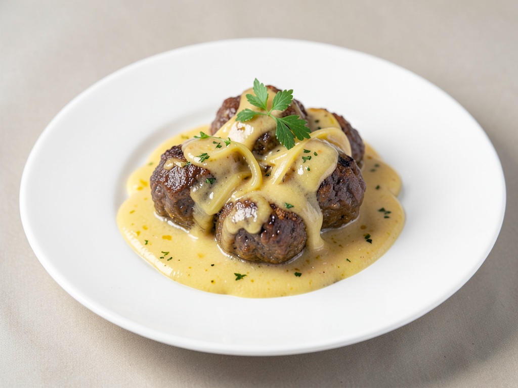 Polpette di carne succulente in salsa cremosa di cipolle e limone