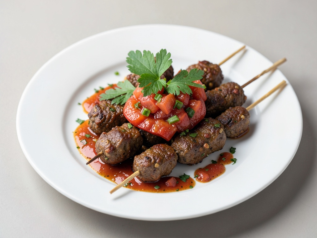 Indische Hackfleischspieße mit Tomatensalsa