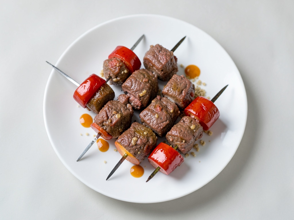 Spiedini di carne macinata e peperoni alla griglia