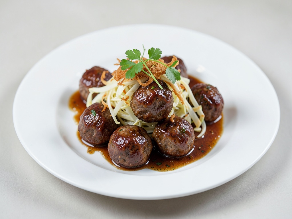 Boulettes de viande fraîches avec chou blanc croquant