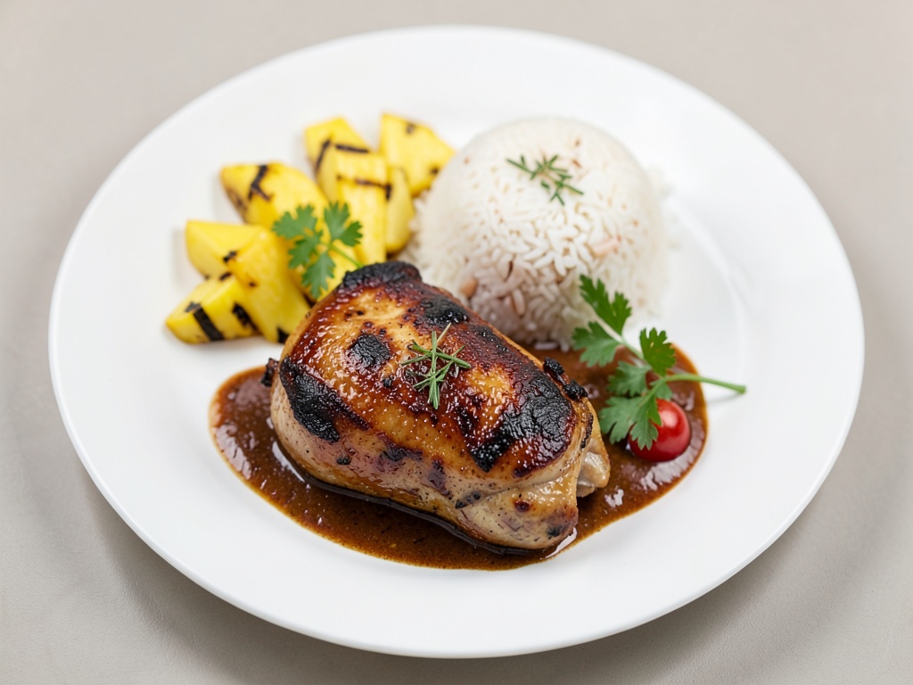 Jerk Chicken with Rice and Grilled Pineapple