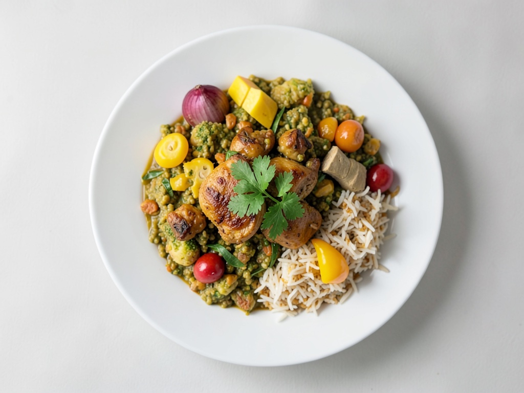 Cremoso Korma di pollo con cavolfiore e riso basmati fruttato