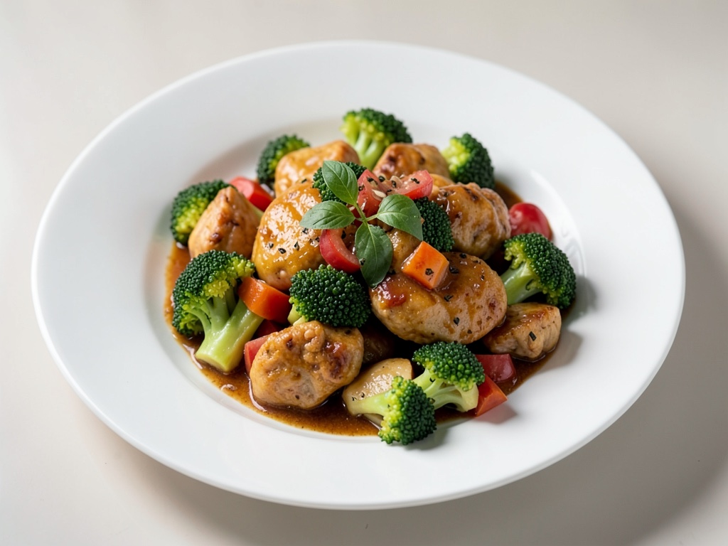 Plat Wok au poulet et brocoli