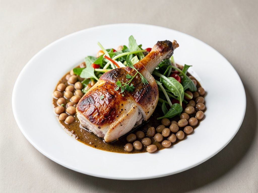 Tenere cosce di pollo confit con insalata di fagiolini