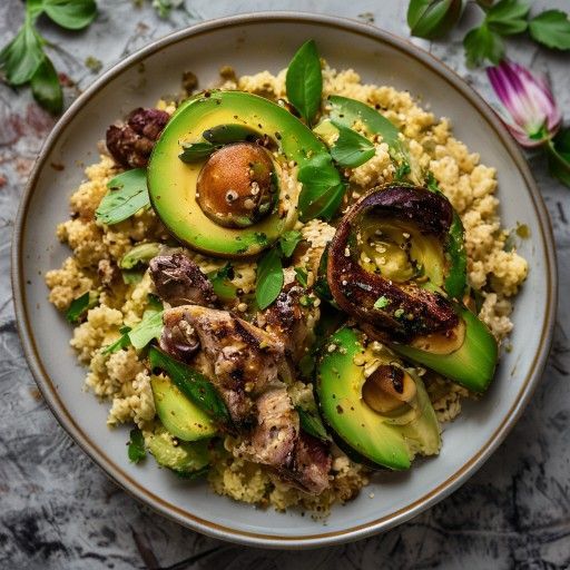 Bowl de couscous au poulet grillé et à l'avocat