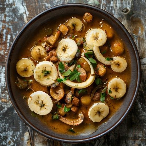 Curry de poulet aux pois et bananes
