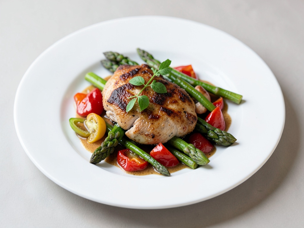 Padella veloce di pollo con asparagi e peperoni