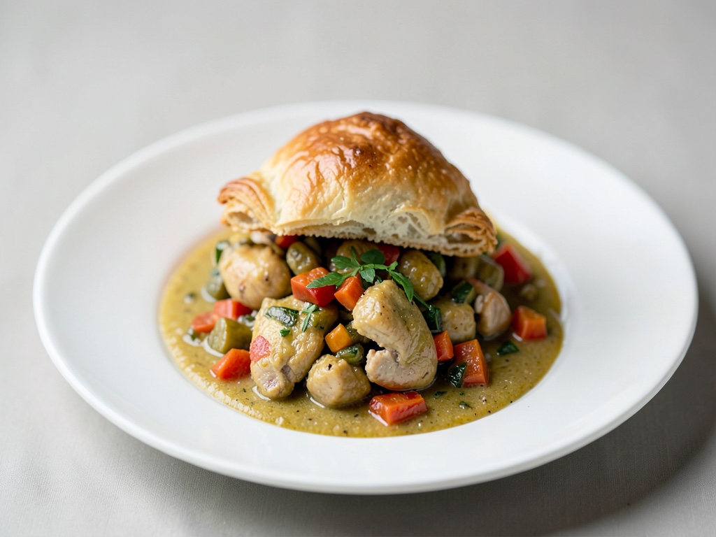 Ragout di pollo e verdure con copertura di pasta sfoglia
