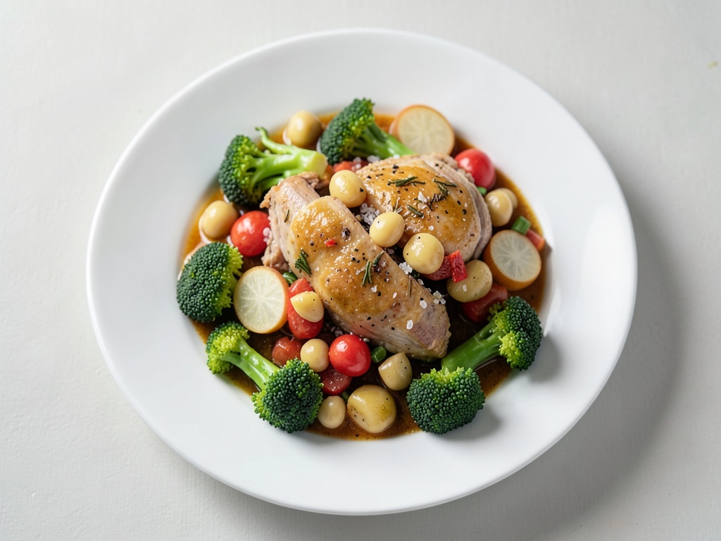 Poêle de poulet et légumes