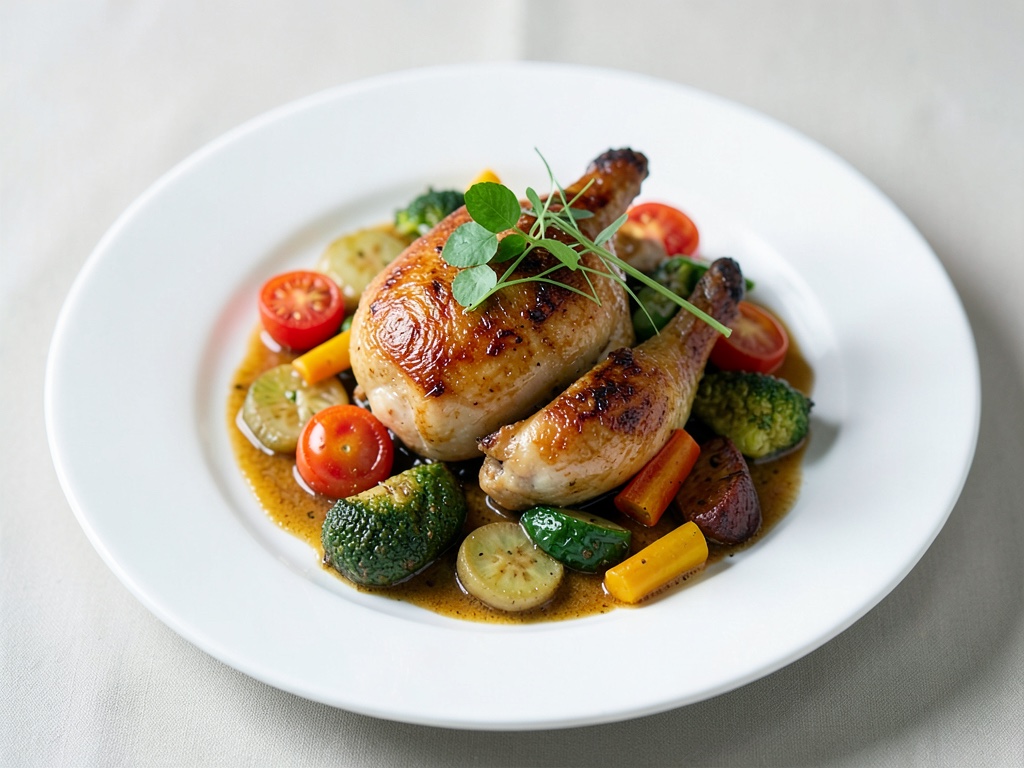 Poêle de poulet et légumes