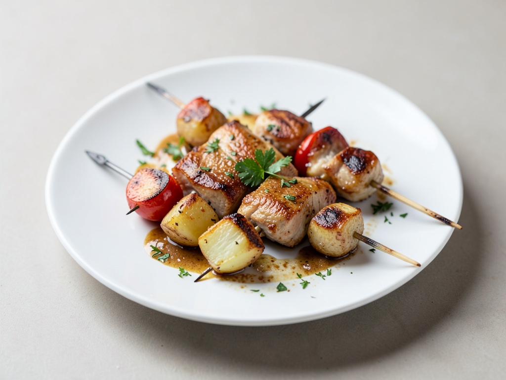 Brochettes de poulet et pommes de terre