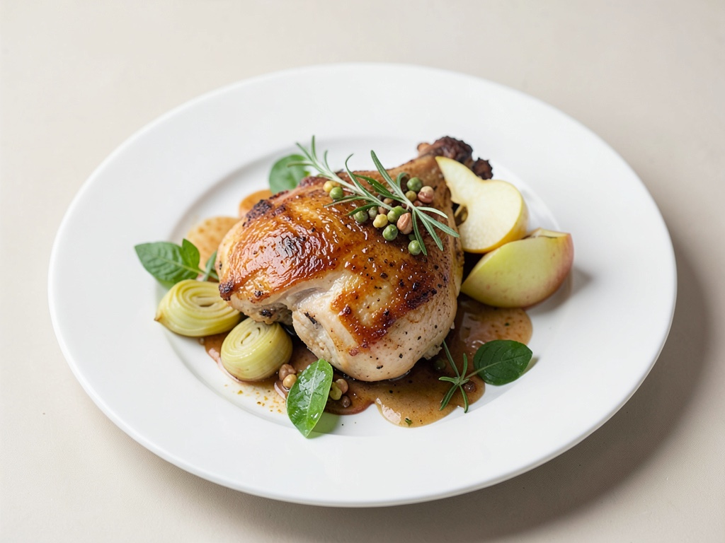 Pollo tenero con porri e mele