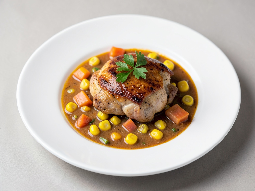Estofado reconfortante de pollo y maíz