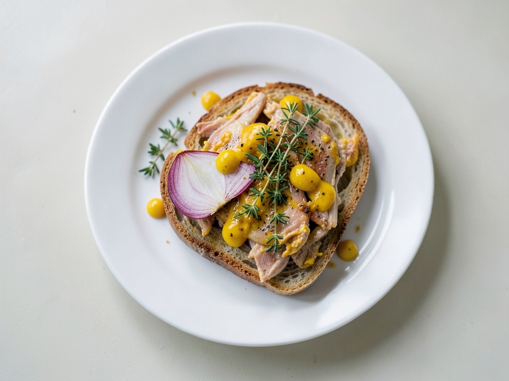 Tost crujiente con pollo y mango