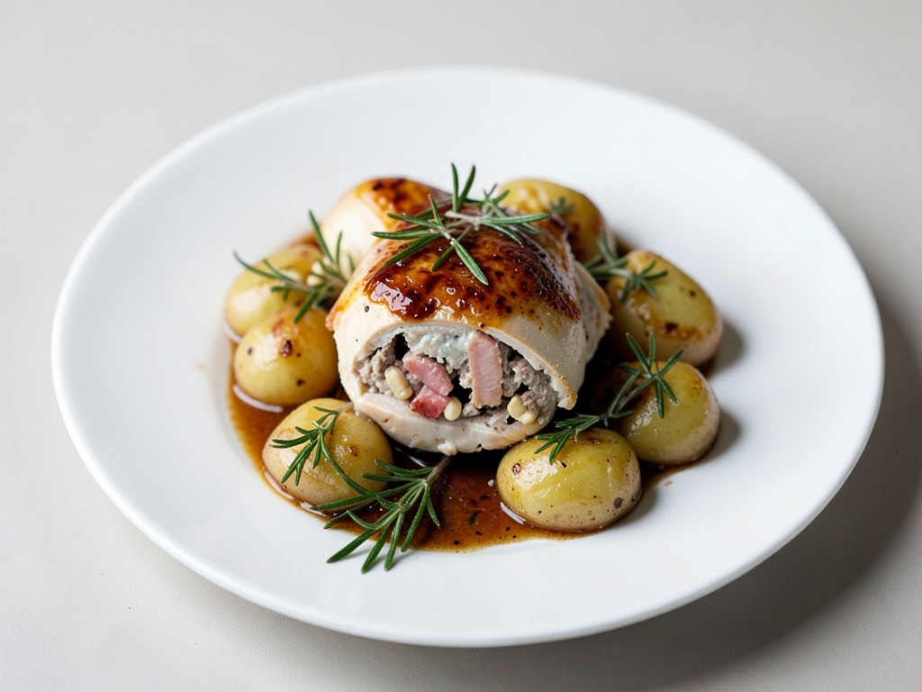 Gefülltes Hähnchen mit Rosmarin-Kartoffeln