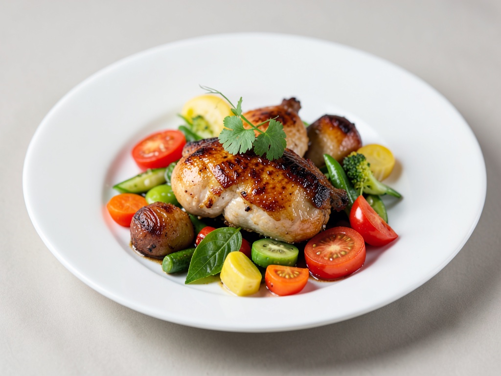 Pollo veloce con verdure colorate