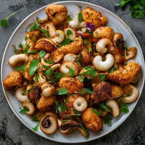Straccetti di pollo con zenzero, anacardi e funghi
