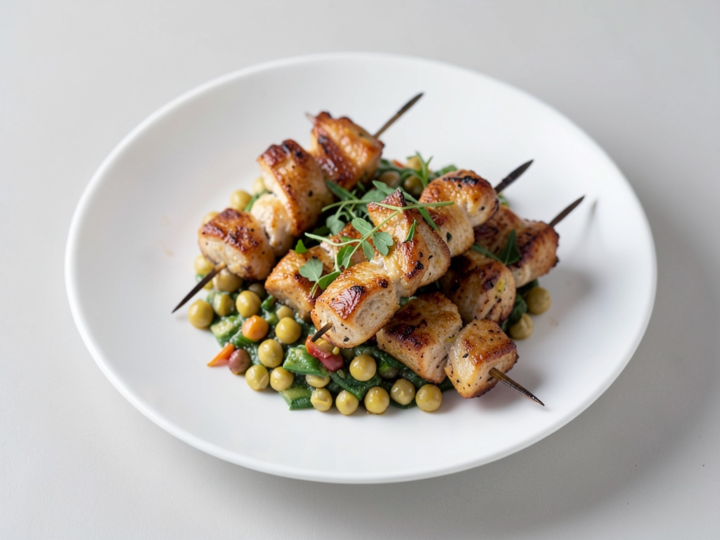 Spiedini di pollo con insalata di ceci