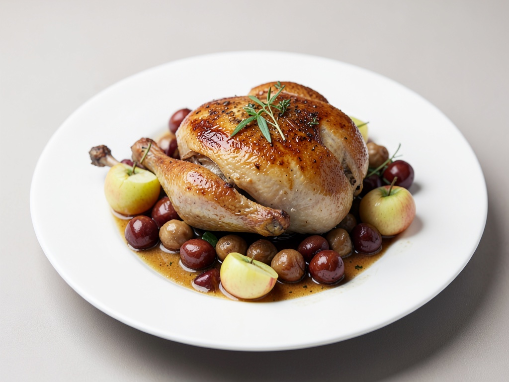 Pollo arrosto con castagne e mele